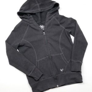 Justice girls black zip up jacket with hood